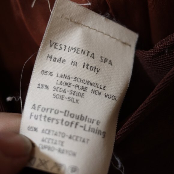 VESTIMENTA SPA Vintage Brown Wool Silk Pant Suit Italy Blazer & Pants 12 - Picture 15 of 16